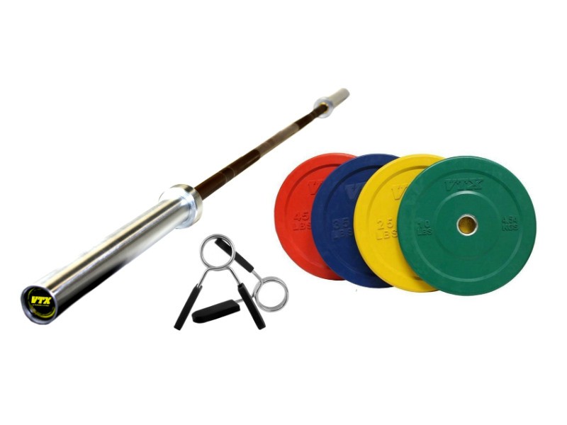 Women s Troy VTX Color Bumper Plate 263lb Set with Bar Adamant